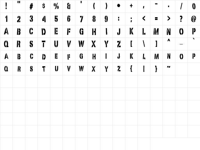 CK Template Regular  glyph index