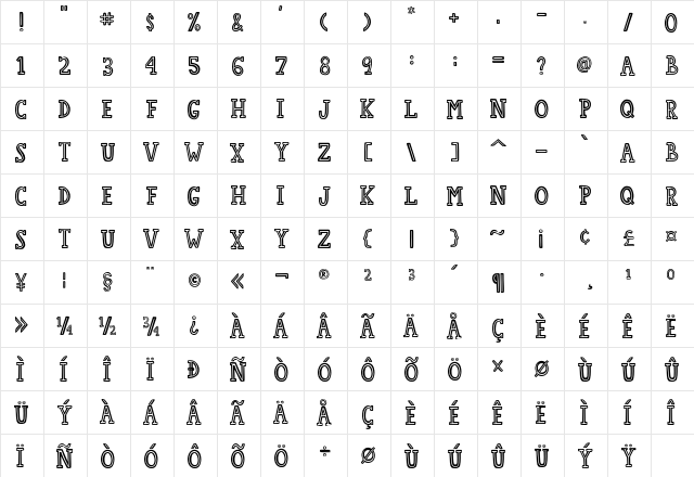 College Star Line Regular  glyph index