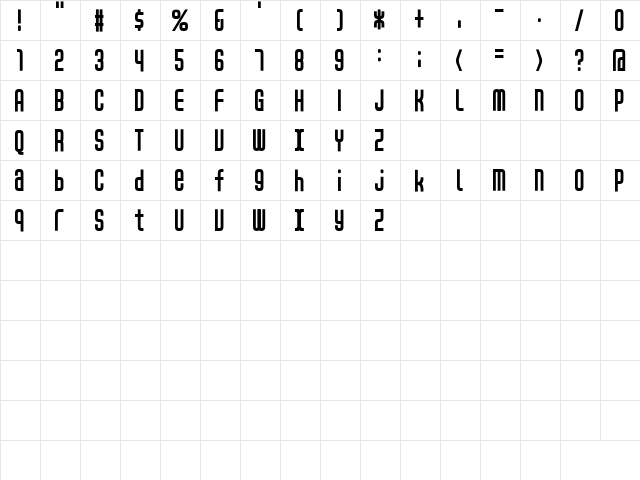 D3 Smartism TypeB Regular  glyph index