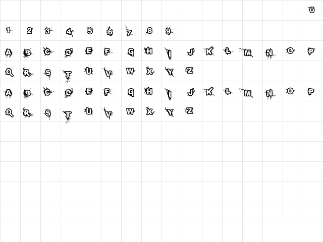 INFECTED Regular  glyph index