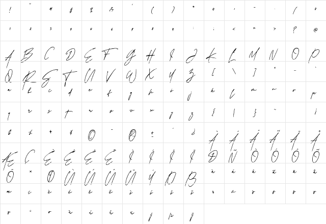 Hillal Regular  glyph index