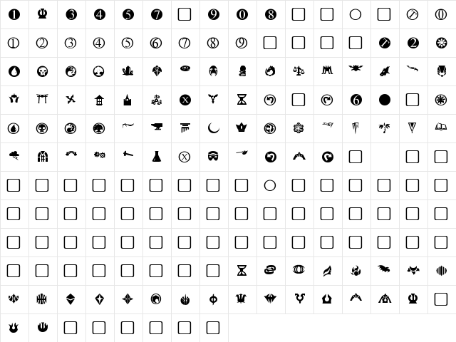 Planewalker Dings Regular  glyph index