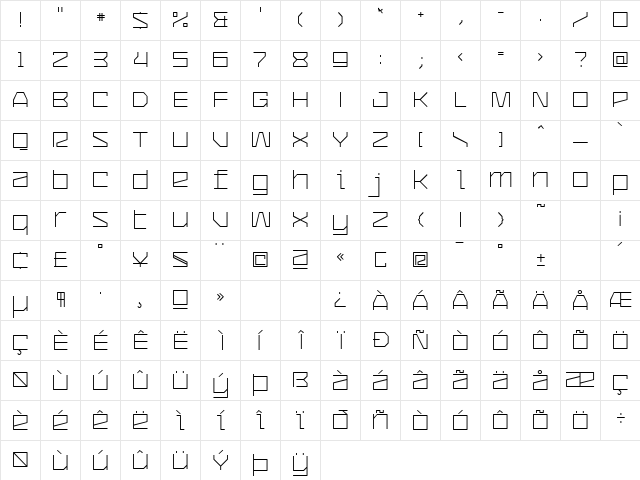 CommunityService Light  glyph index