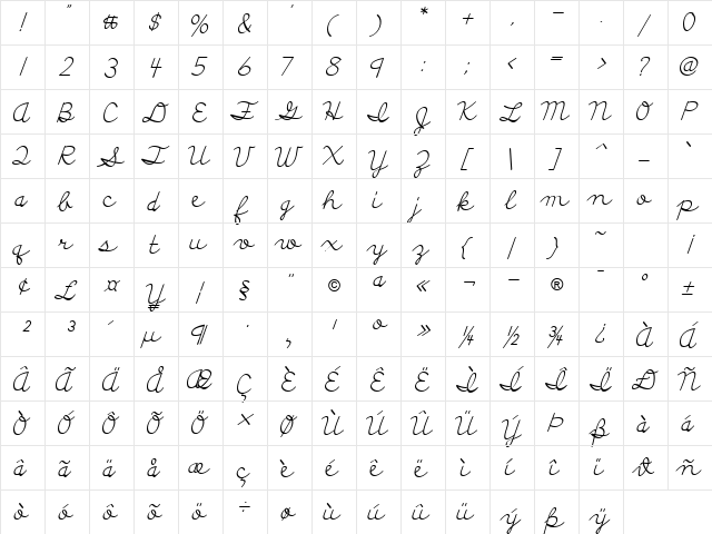 Discipuli Britannica Regular  glyph index