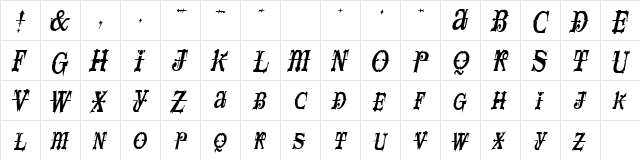 SpaceIveyCondensed Italic  glyph index