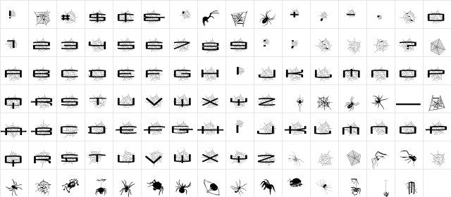 SpiderishFS Regular  glyph index