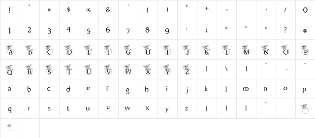 Leprechaun2 Regular  glyph index