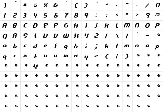 Escape Regular  glyph index