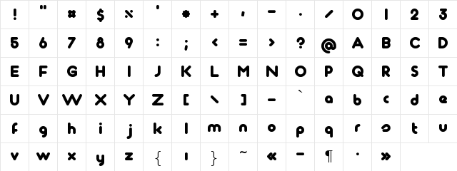 Tondo Regular  glyph index