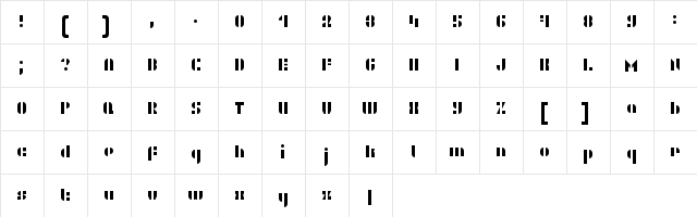 WLM Stencils Regular  glyph index