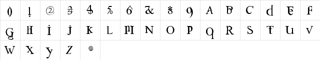 Smargon Regular  glyph index