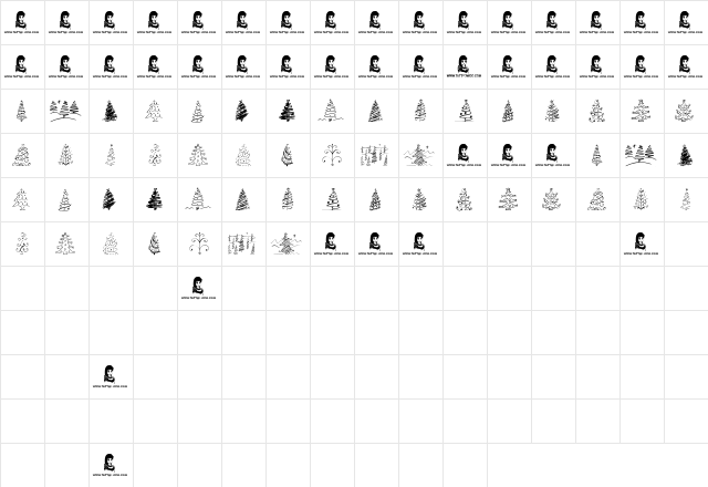 Christmas Trees Celebration Regular  glyph index