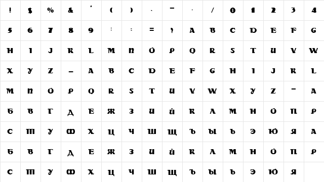 DS Rada Medium  glyph index