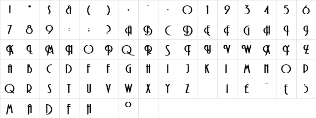 ALLENB Regular  glyph index