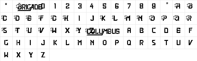 2nd Brigade Regular  glyph index