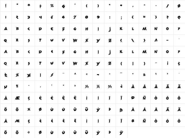 300 Trojans Greco Regular  glyph index