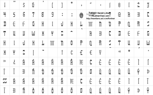RubaiyatDouble Line Regular  glyph index