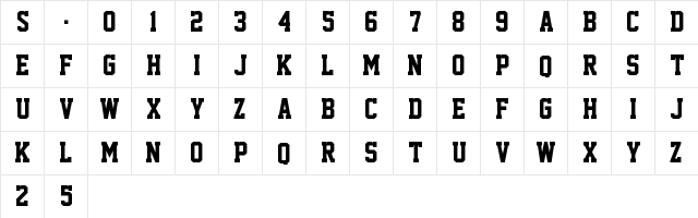 Academic M54 Regular  glyph index