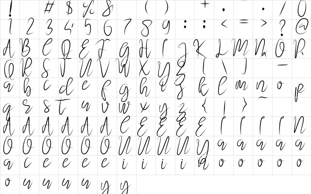 Abraham Regular  glyph index