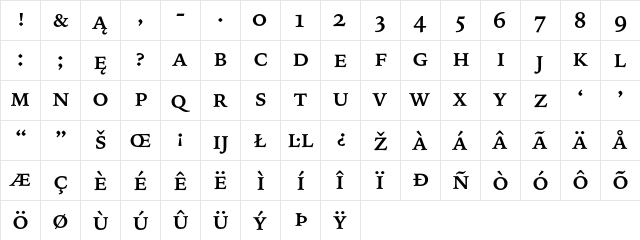 Bitstream Iowan Old Style Bold Small Cap  glyph index