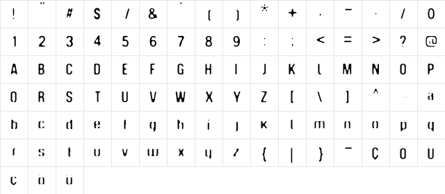 Genghis Khan Med Blur Regular  glyph index