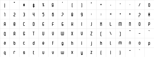 bluesquarebold Bold  glyph index
