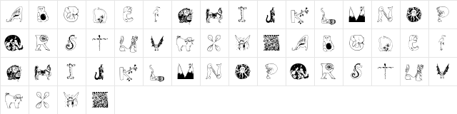 Animal Initials Regular  glyph index