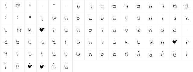 NAUJOKSLOVE Regular  glyph index