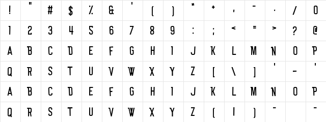 Tun Up De Ting Regular  glyph index