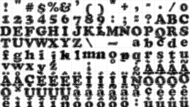 Pop of the Tops Regular  glyph index