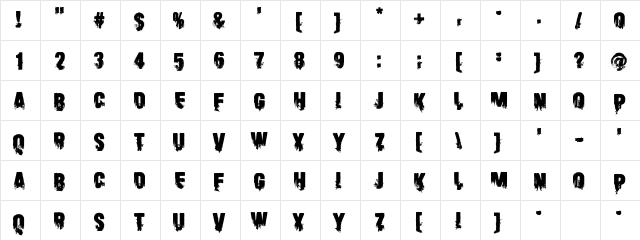 Scare Arms Regular  glyph index