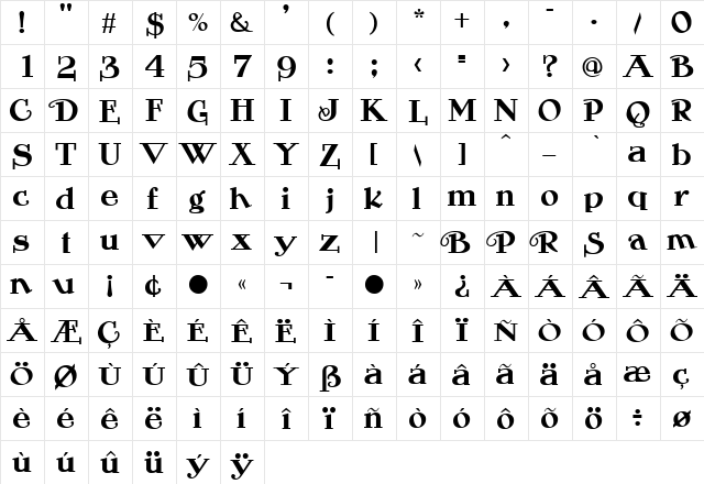 Rogers Normal  glyph index