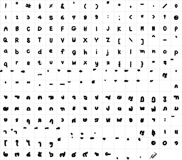 TX Jello Regular  glyph index