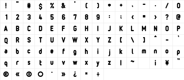 232MKSD RoundBold  glyph index