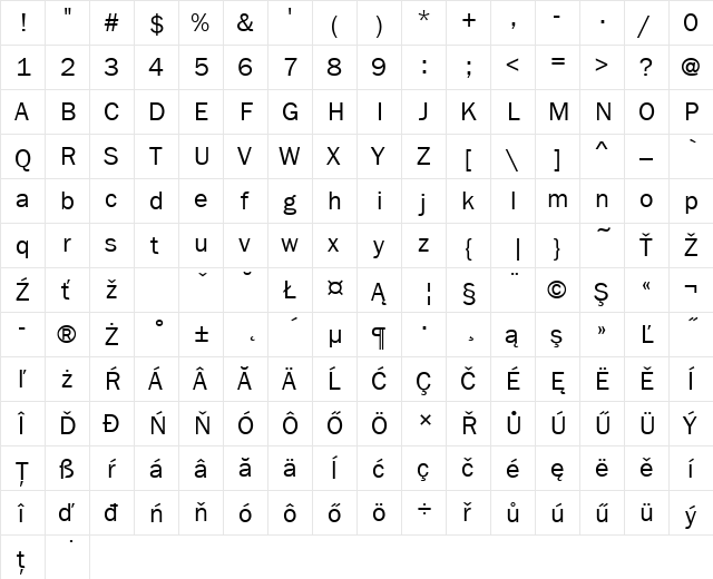 FranklinGotItcTEEBoo Regular  glyph index