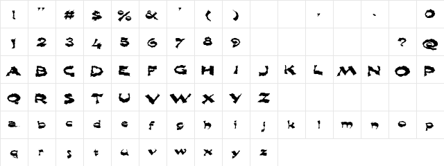 Black Lady Regular  glyph index