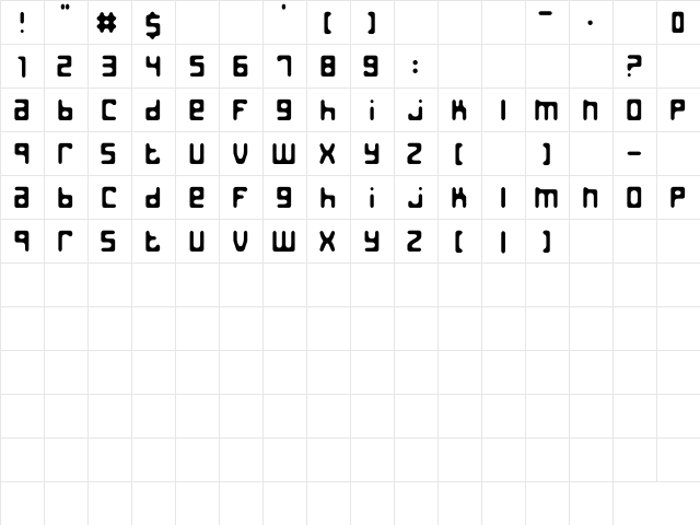 Jed the Humanoid Regular  glyph index