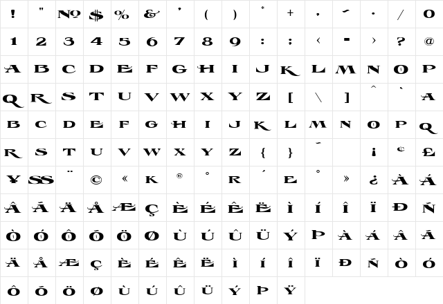 LHF Esoteric 3 REG Regula  glyph index