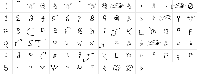 Taxidermist Regular  glyph index