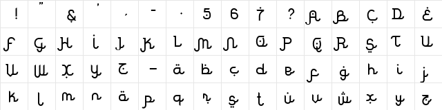 Rodja Rodja  glyph index