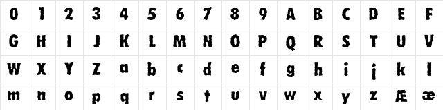 Wobbly (BRK) Regular  glyph index