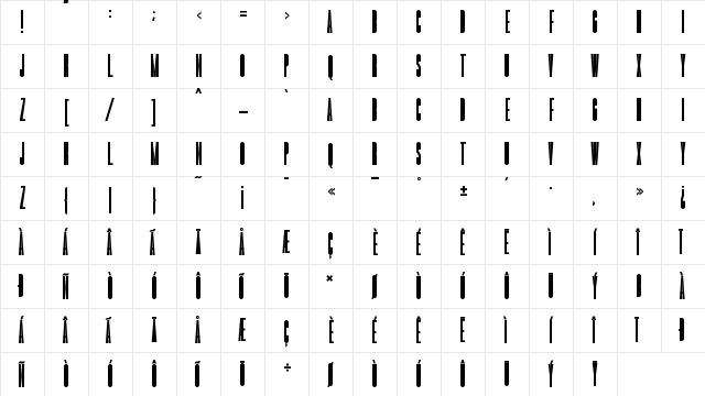 Romestone Regular  glyph index