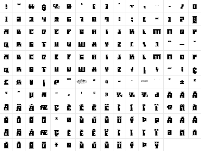 Micronian Academy Regular  glyph index