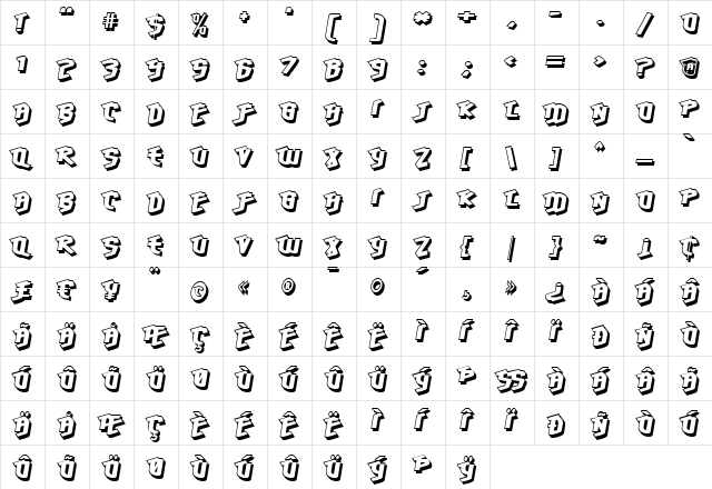 Hawkeye Regular  glyph index