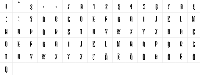 Bungler Regular  glyph index