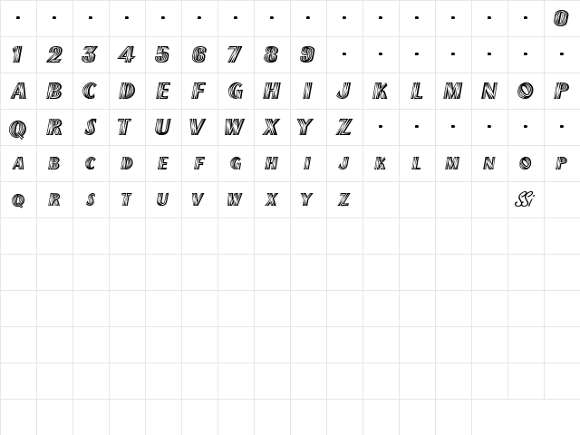 Tex Mex Display SSi Extra Bold  glyph index