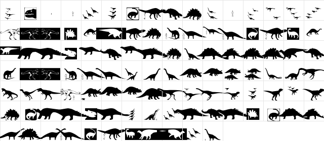 AIDinoSaurier Regular  glyph index