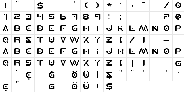 PCLifePlanetS Regular  glyph index