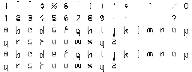 Wormy Regular  glyph index