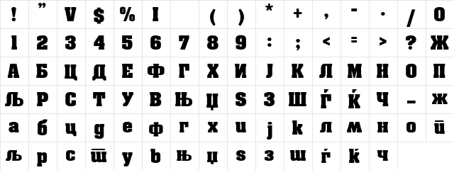 Mak_AachenKIR Light  glyph index